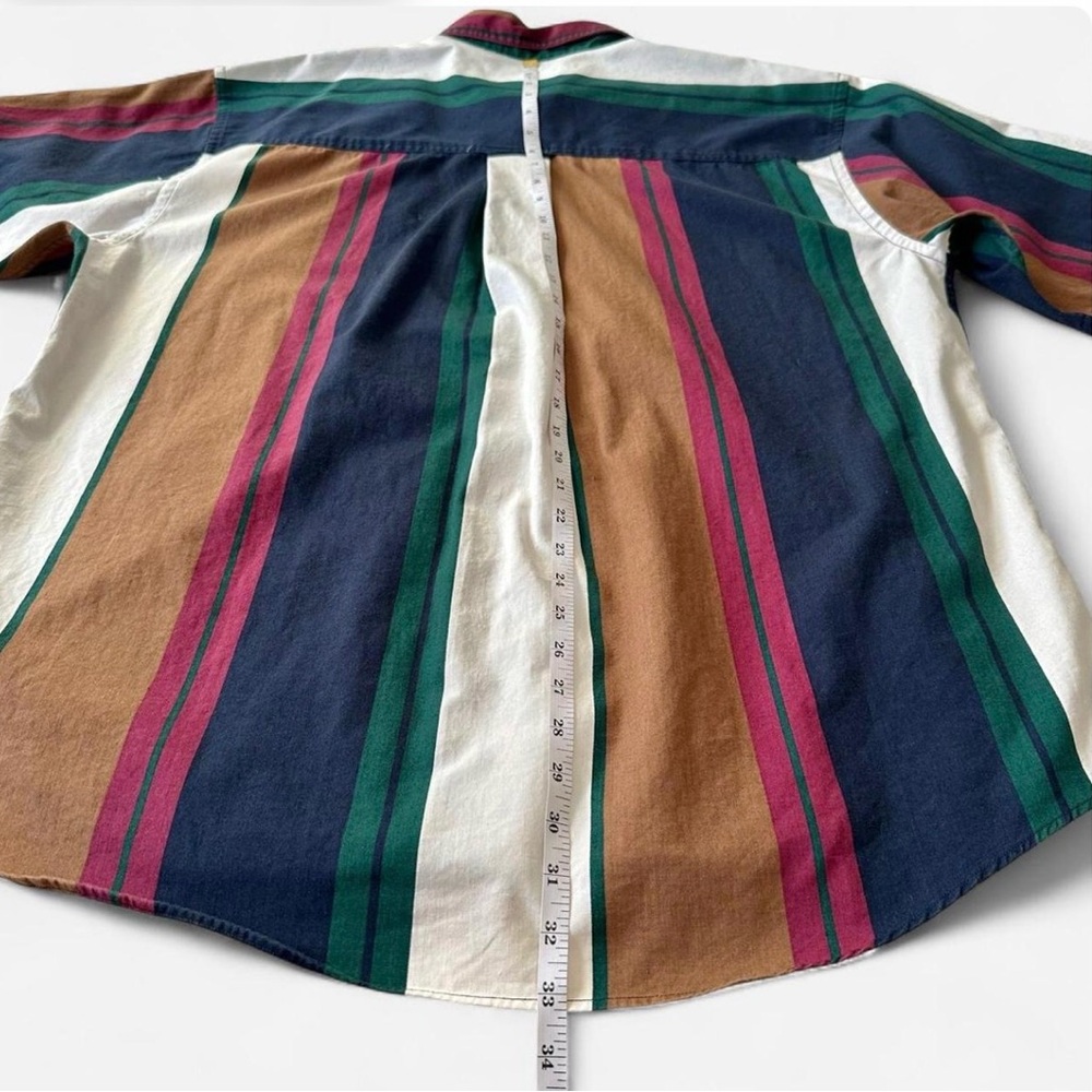 Vintage Roundtree & Yorke Short-Sleeve Striped Button-Down Shirt 90s Colorblock - Picture 6 of 6
